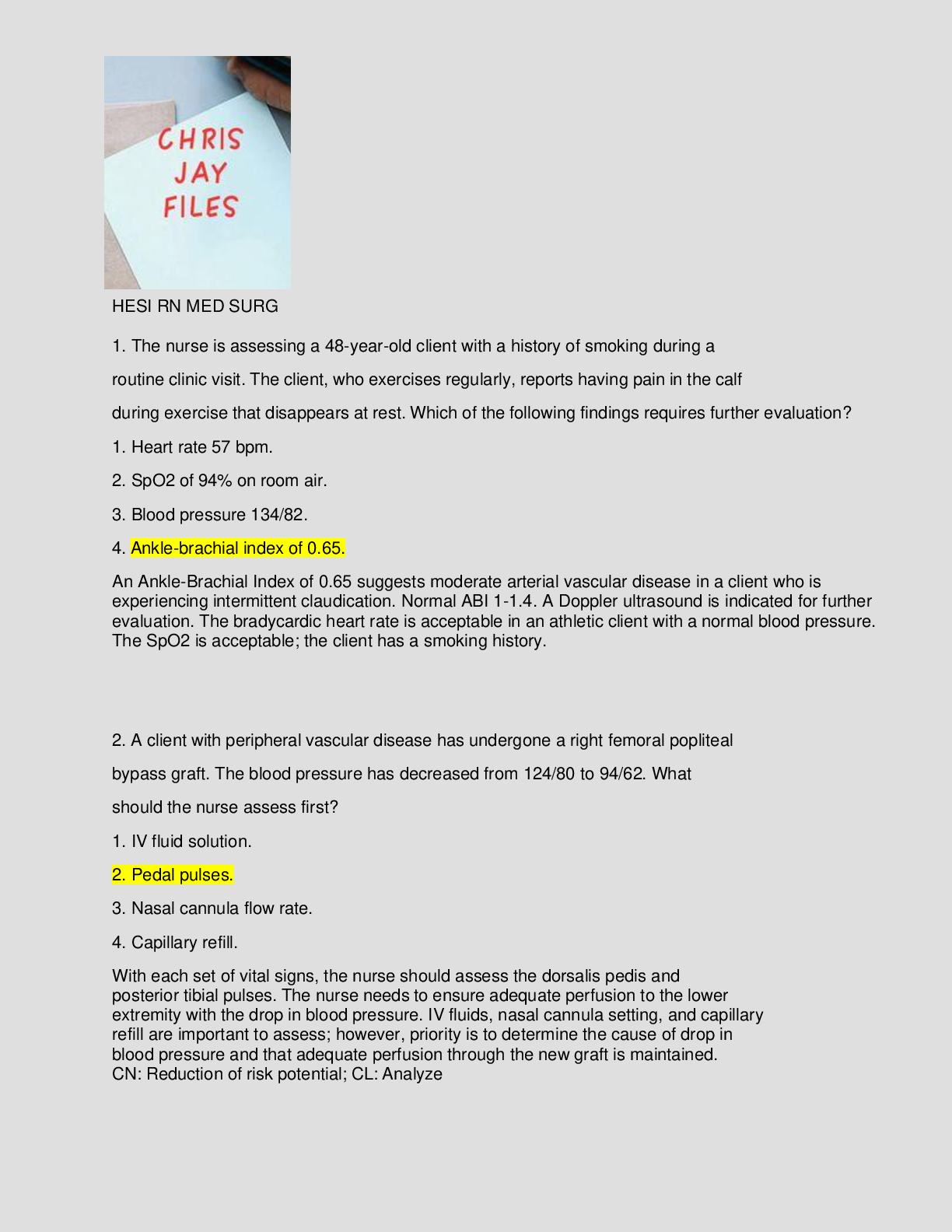 Preview image for HESI RN MED SURG